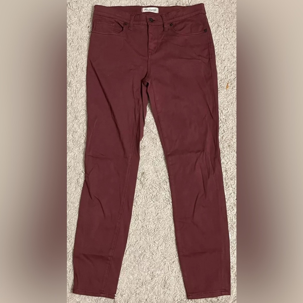 MADEWELL burgundy Red brown low rise stretchy skinny pants 29 8 medium m